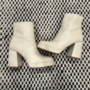 Steve Madden Platform Block Ankle Boots - White